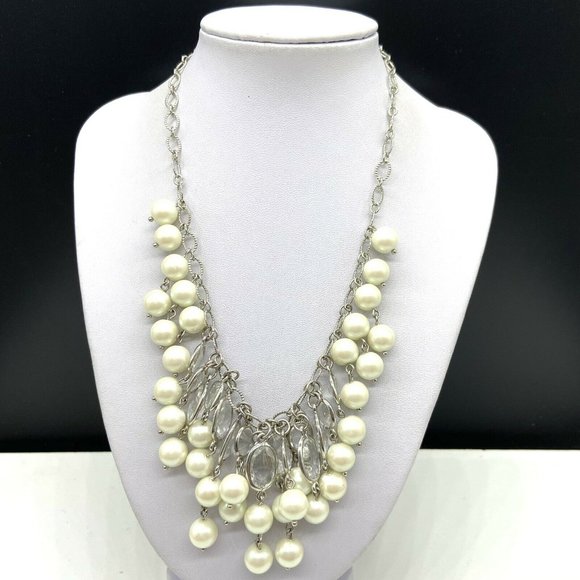 Talbots Jewelry - Talbots Faux Pearl Beaded Bib Statement Necklace